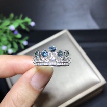 S925 silver inlaid natural sapphire ring main stone 3 * 3mm fashion exquisite Crown women B