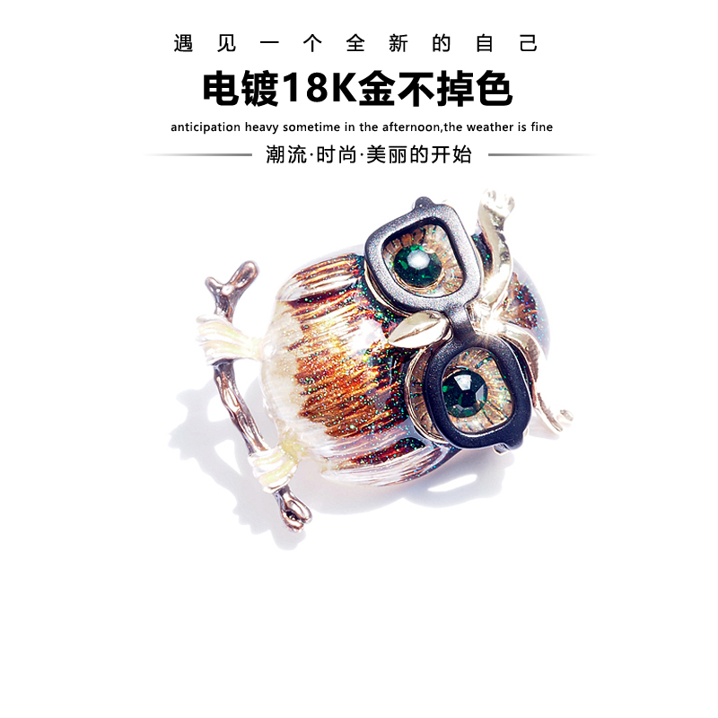 Pearlescent YCHEN mùa thu và mùa đông Hàn Quốc vẽ tay tráng men cú trâm cài áo len pin cổ áo pin trang trí phụ kiện cài áo vest nam