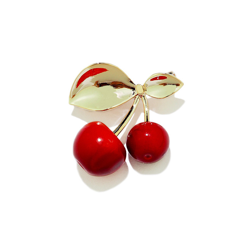 Korean cherry brooch female joker lovely brooch accessories simple fashion brooch decorative coat jewelry cardigan button