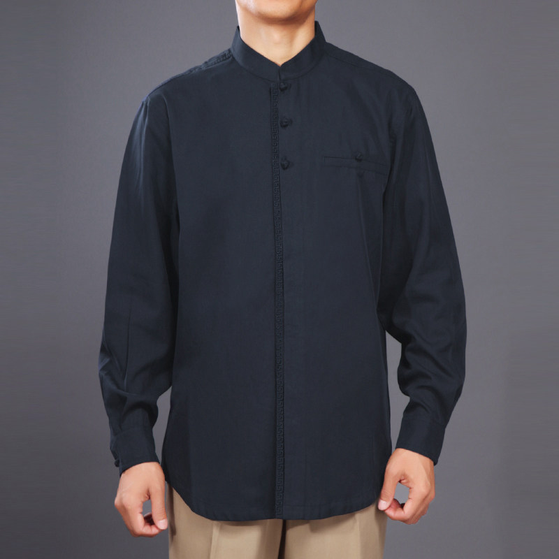 Men's Tang Dress Shirt Fall New Youth China Wind Long Sleeve Collar Shirt Chinese Style Collar Inner Collar Shirt