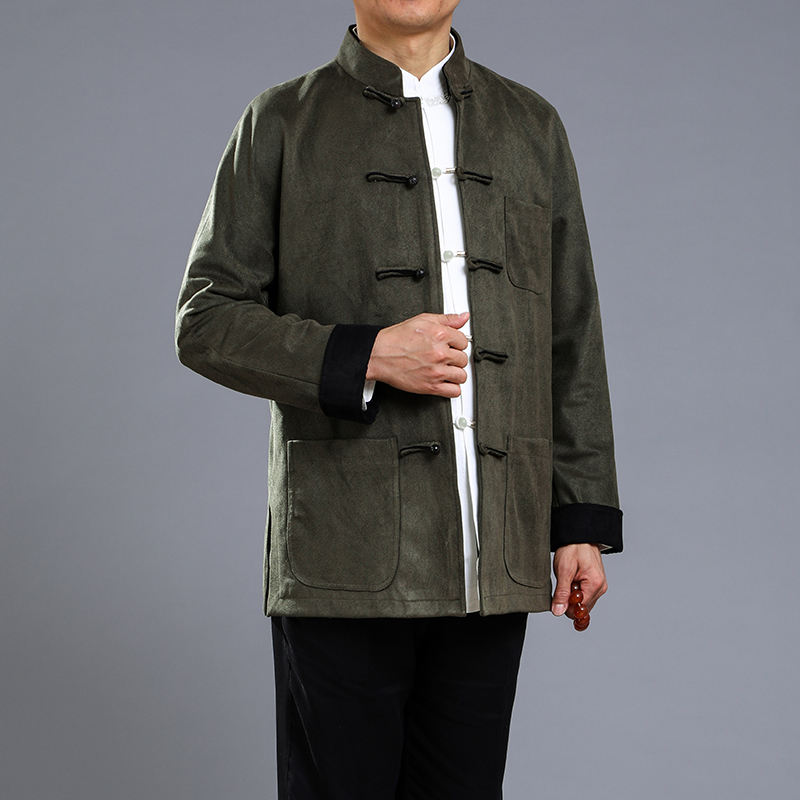 Tang Fashion male Chinese spring and autumn coat middle - youth leisure button and tattoo - fit - suit - China style men's coat