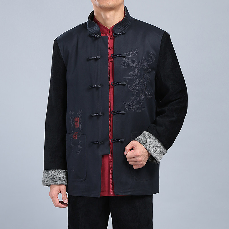 100 Foolong high-end Tang Dress Male Collar Jacket National Wind Men's Clothing Big Size Daddy Banquet Dress Chinese Pan Button Blouse