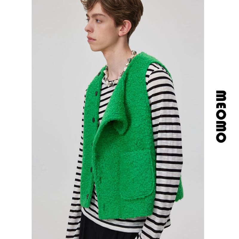 Meomo Designer Brand Original Winter New Product Green Lamb Wool Vest Woolen Vest Christmas Clothing