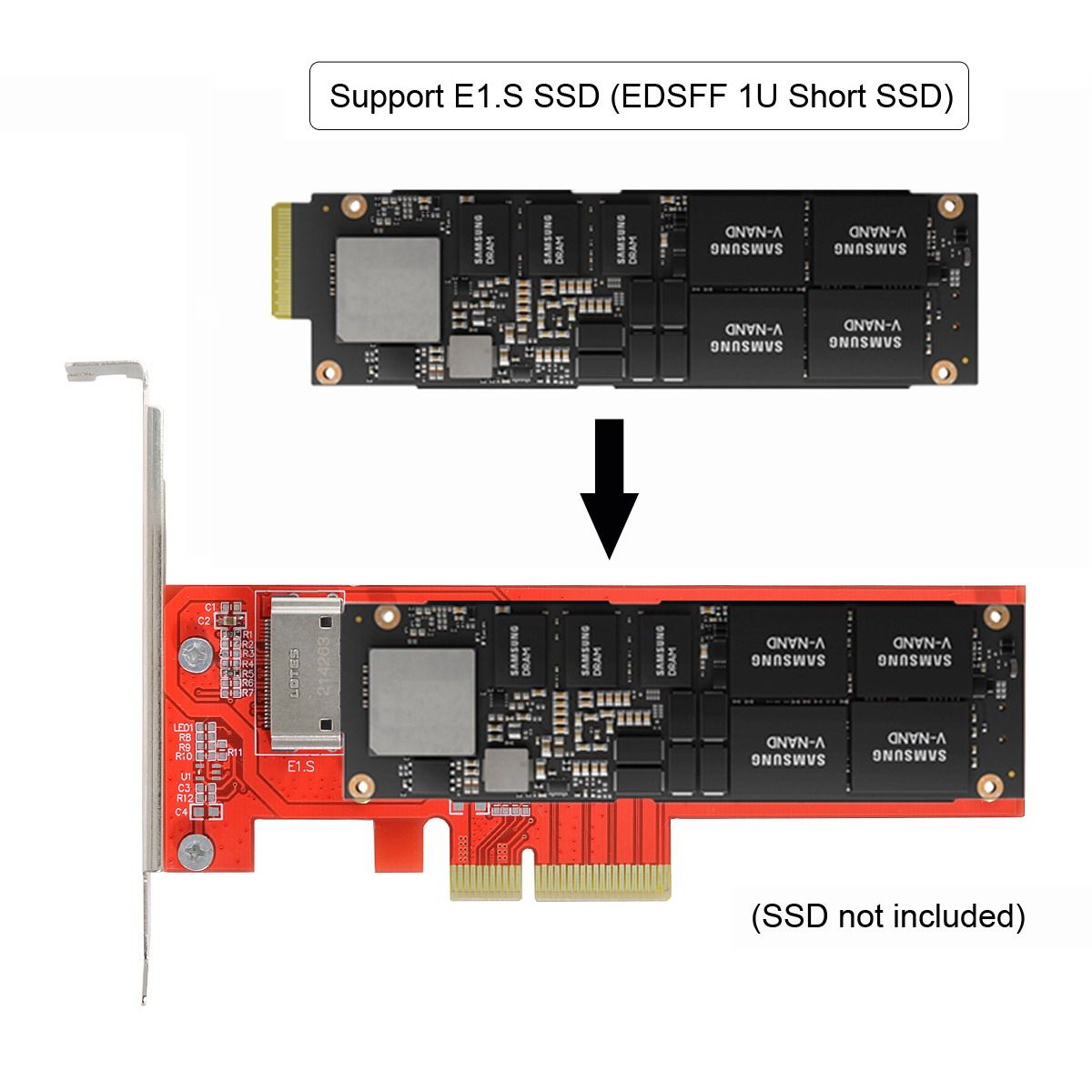 PCIE4 0 riser NVMe Ruler 1U EDSFF GEN-Z E1 S solid SSD hard disc with bezel