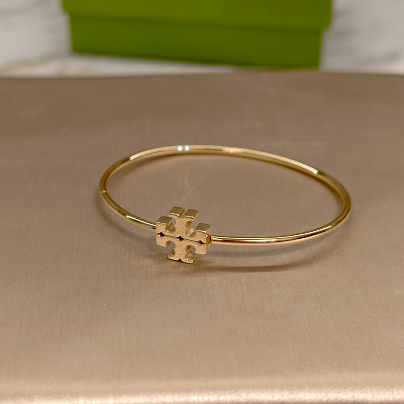 Imported Tory Burch Double t Logo Simple Bracelet for Women, Versatile Gift, Open Ring, Gold Color
