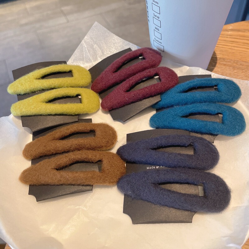 Colorful Woolen Bb Clips! Hair Clips for Stray Hair, Autumn and Winter Elegant Bangs Clips, Side Clips, Fashionable Hair Accessories, Felt Headwear