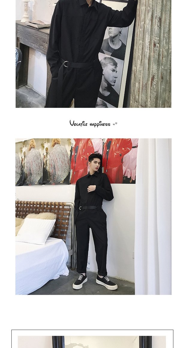 Bộ đồ dài tay jumpsuit công cụ phong cách nam thương hiệu thủy triều Nhật Bản đầu mùa thu mới thả lỏng thẳng một mảnh phù hợp với bộ đồ retro quần jogger nam