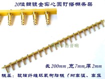 20-position Electric Wood bile machine line building shed strip rack copper gold-plated round solid nail terminal 200x7X2mm