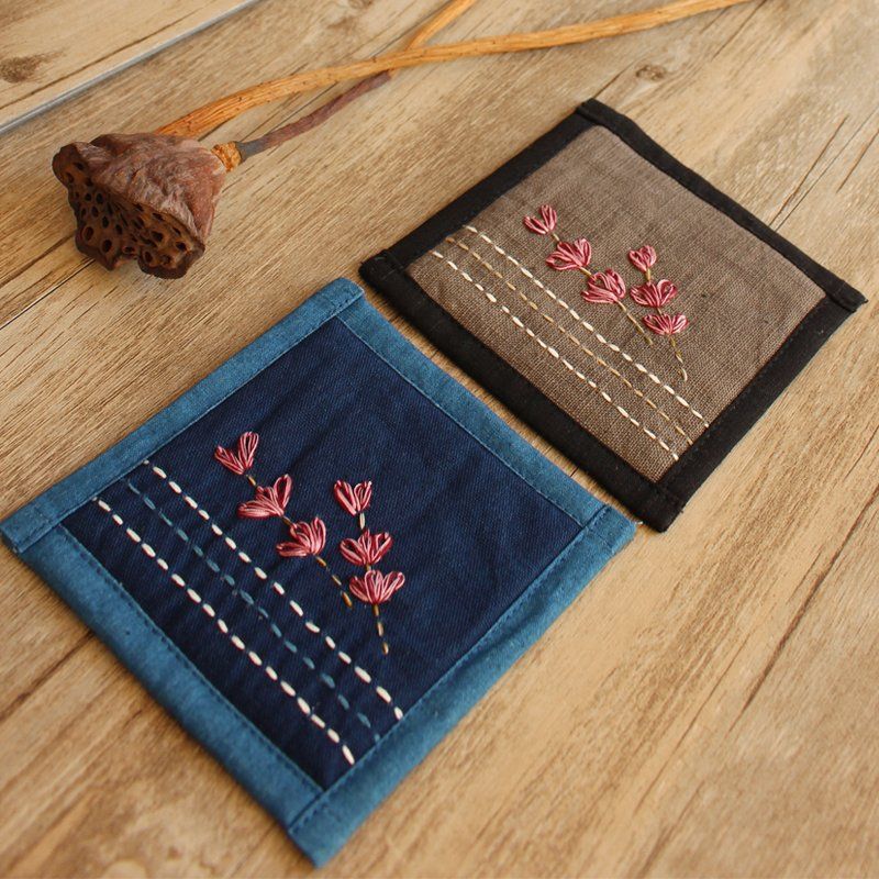 Japanese-style thorn clip cotton handmade and wind cherry blossom accessories insulation mat tea coaster classical Chinese tea ceremony tea set fabric