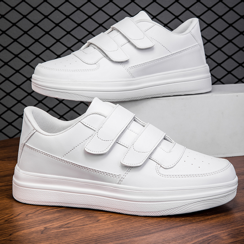 2026 Spring New Large Size 48 Men's Shoes with Velcro, Student Sports Versatile Pure White Casual White Sneakers 47