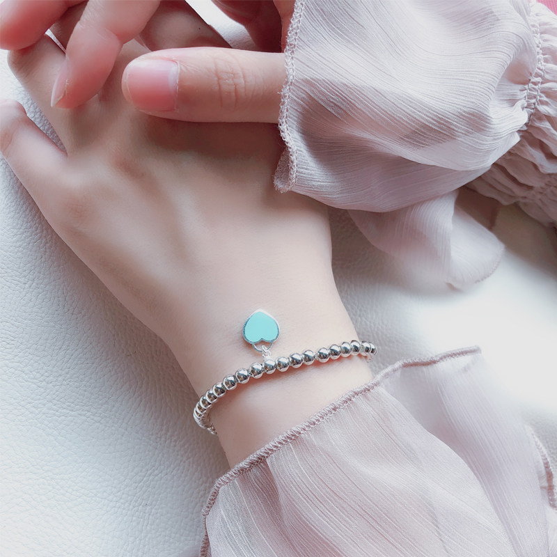 S925 sterling silver love beads bracelet Korean version of simple Sen department transfer beads to send girlfriend best friend birthday gift lettering