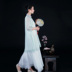phụ nữ gió của Trung Quốc nghệ thuật trà mùa hè quần áo retro cổ áo khóa đầu được cải thiện quần áo trà Trung Quốc Tang Han quần áo của phụ nữ 