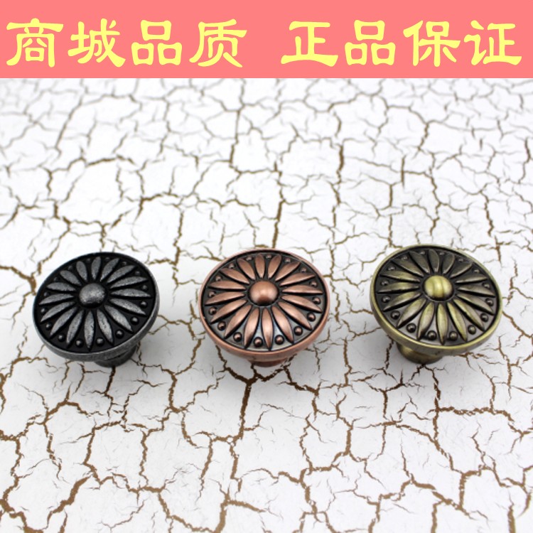 Zinc alloy Qinggu red ancient single-hole round European style drawer brief ancient bronze handle imitation ancient iron drawer button with handle
