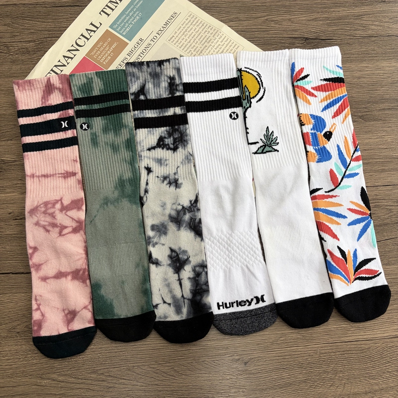 American Street Skateboard Hip-Hop Trendy Brand Unisex Pure Cotton Towel Bottom Mid-Calf Socks Tie-Dye Artistic Personality Export American Street Skateboard Hip-Hop Trendy Brand Unisex Pure Cotton Towel Bottom Mid-Calf Socks Tie-Dye Artistic Personality Export