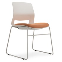 Fashion office conference chair Lightweight simple white plastic negotiation chair four legs steel tube feet stackable training chair