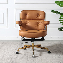 Comfortable and sedentary Robin chair Conference office desk chair Home computer swivel chair Light luxury gold bracket leather chair