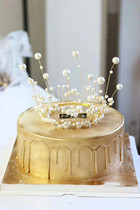 Bridal Head Accessories Birthday Big Crown Pearls Han Ornaments Crown Meritocry Cake Ornament Crown Decorative Baking