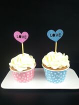 Cake inserts Decorative Shiny Multicolored Hollowed-out LOVE Inserted cupcakes Decorative Cake Decoration Plug-in Five