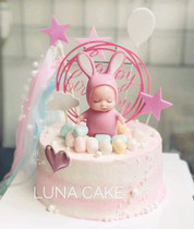 Baby Birthday Cake Decoration Swing Piece Cute Little Doll Sleep Baby Cartoon Creative Cake Baking Decorations