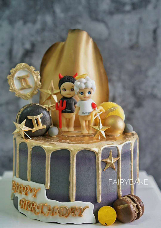 Teenage Girl Cake Decoration Unicorn Devil's Devil Angel Arch cotton light decorated with bright sheet Cartoon Beetle car