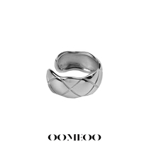 OOMEO Seven Heavy Personality 925 Pure Silver Rhomboid Rings Women Ins Tide 2021 New Brief Lukewarm Wind