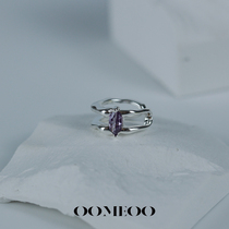 OOMEO expired sugar pure silver earbone clip woman without earthy hole lukewarm wind advanced small crowdcrowned summer purple zircon earthy