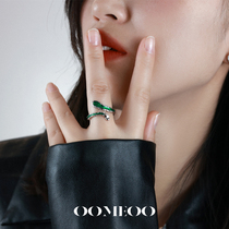 OOMEO Desire Forest Original Pure Silver Ring Small Crowddesign Snake Yard Slytherin Green Men And Women Personality