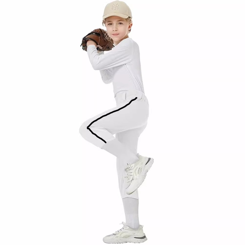 American Version of Devoropa Children's Baseball Pants, Softball Pants, Cuffed Capri Pants, Cropped Pants, White, Gray, Black