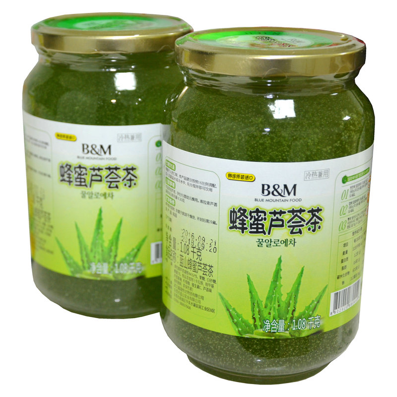 South Korea Imports BM Blue Mountain Honey Aloe Vera Tea Thick Pulp 1080g Bottled Bubble Drink Brew water to drink hot and fruity tea