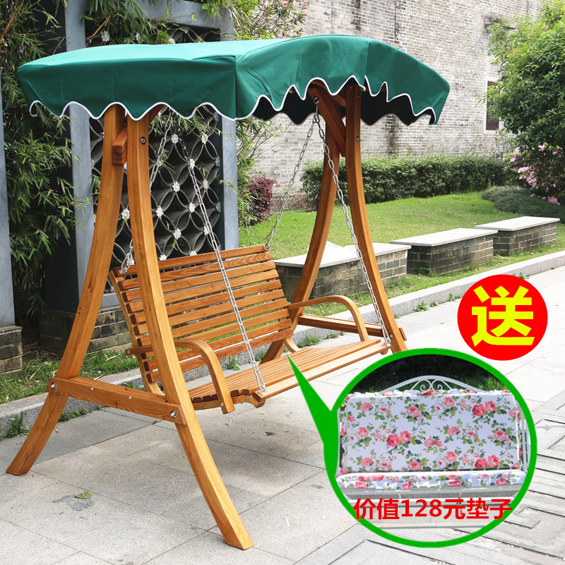 Outdoor swing hanging basket courtyard rocking chair adult wooden garden leisure chair balcony solid wood swing chair hanging chair anti-corrosion