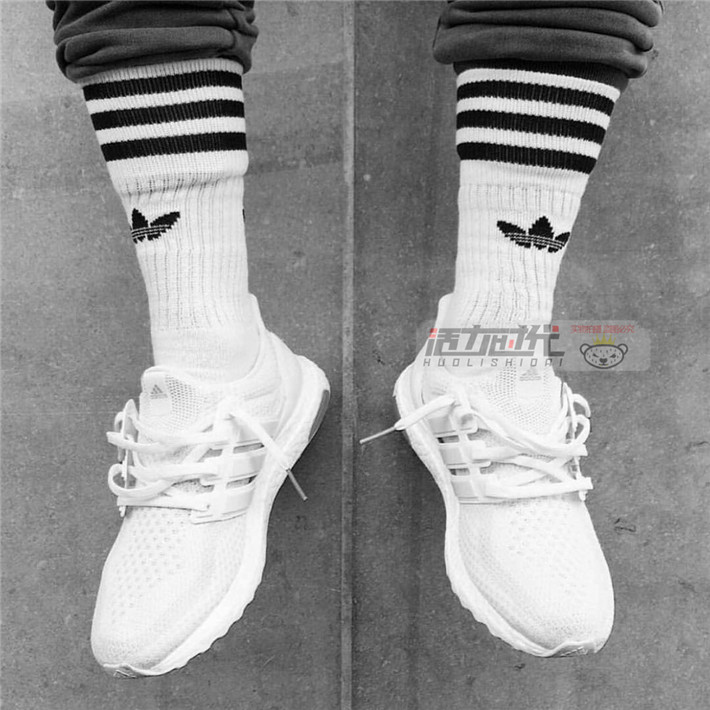 Adidas cỏ ba lá khăn dưới ba cặp vớ thể thao màu đen và trắng cao vớ nhà nước S21489 S21490 vớ cao