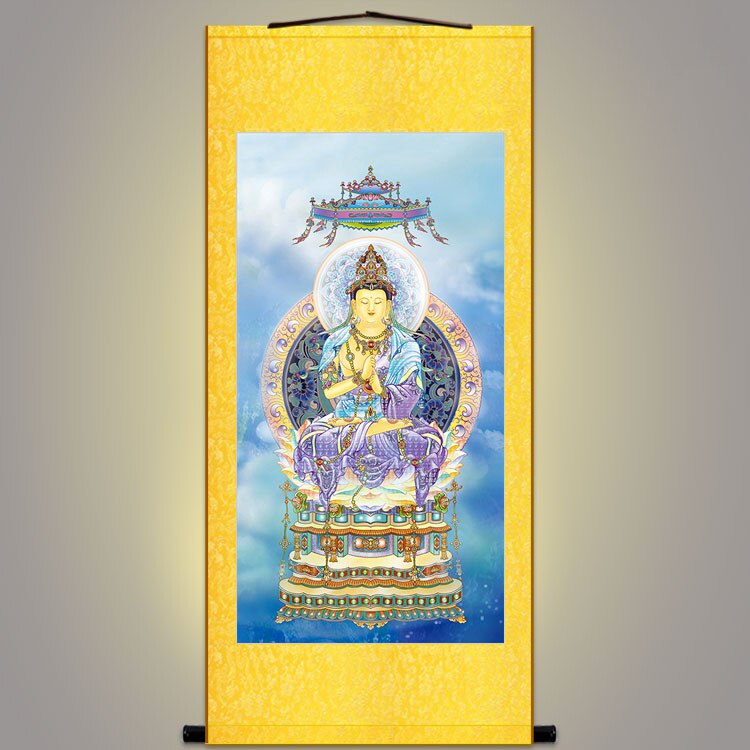 The big day of the portrait of the Contiguous Buddha Statue, such as the Buddha statue Buddha Hall Hung Painting Silk Painting Scroll Painting Custom
