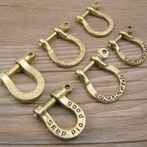 Brass Horseshoe clasp keychain financial cloth buckle hanging ring car keychain handmade leather goods bag accessories 76106