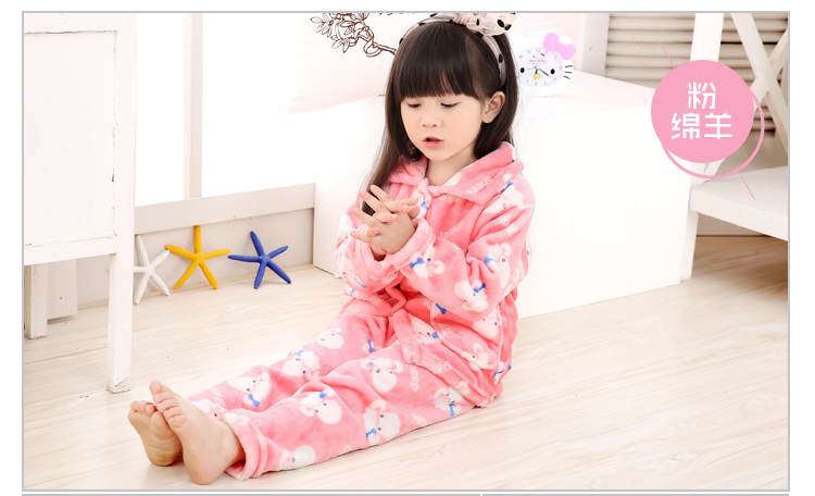 Đồ ngủ nhung san hô cho nam và nữ Bộ đồ ngủ trẻ em mùa xuân và mùa thu kích thước lớn phục vụ nhà trai áo khoác bé trai lớn phù hợp với bé gái đồ bộ mặc nhà cao cấp