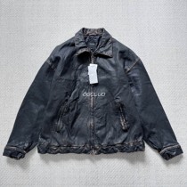 BEAMS 24AW USED ZIP LEATHER Retro distressed sheepskin lapel zipper loose short jacket