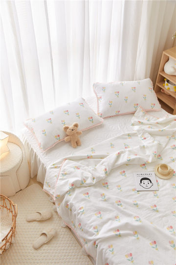 High-quality Xinjiang raw cotton baby-grade double-layer yarn summer quilt was washed air-conditioning was pure cotton quilt summer quilt summer cool quilt thin section