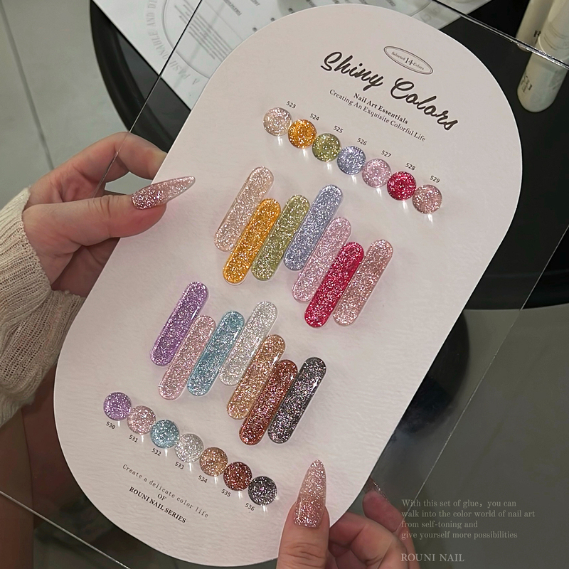 Rouni Nail Twilight Diamond Nail Polish Gel Internet Popular Super Flashing Iridescent Reflective Glitter Gel
