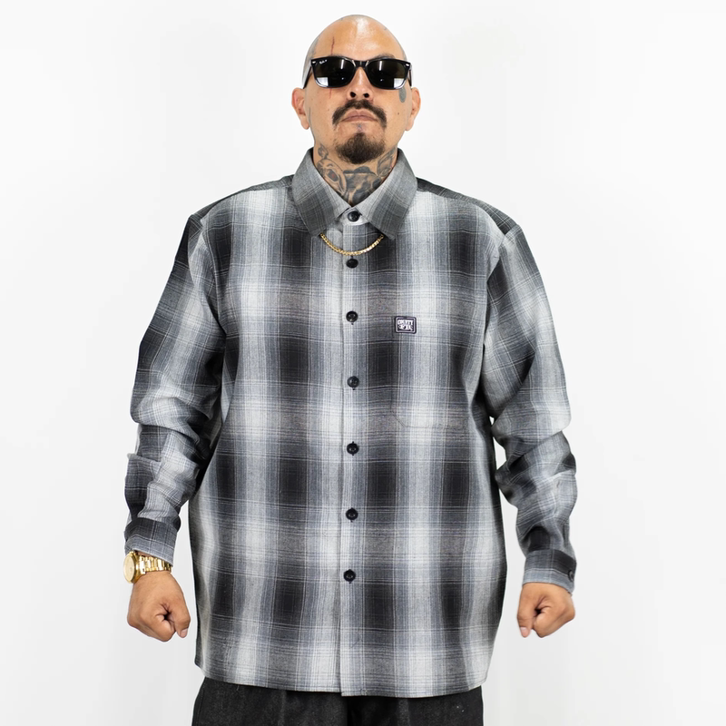 Fb County Checker Flannel Shirt Long-Sleeved Plaid Shirt Chicano West Coast Shirt