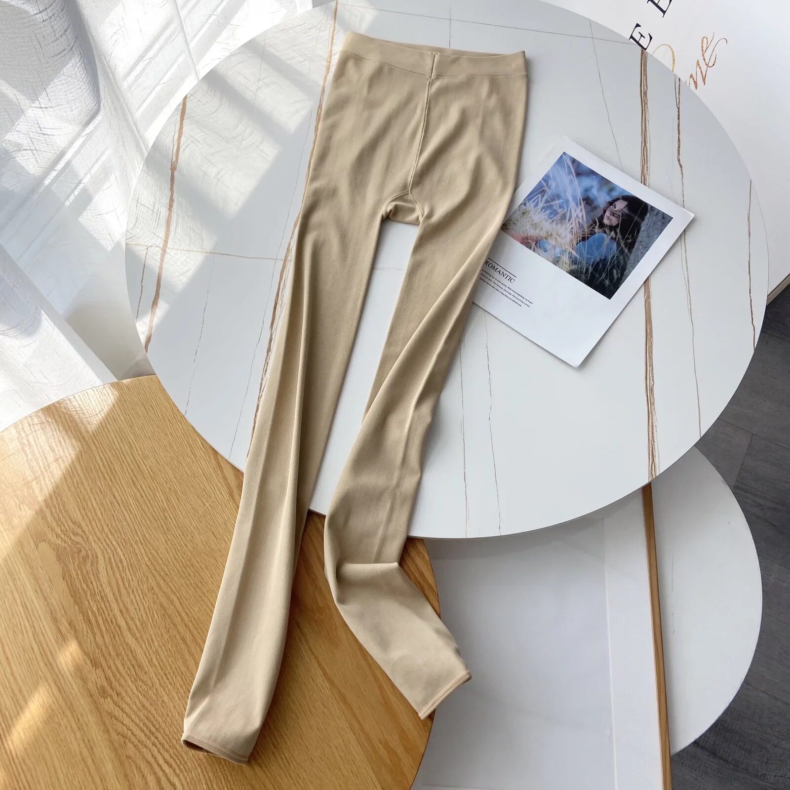 Foreign trade uni-export Japan tail Single stock YU Single special price Women's clothing autumn and winter new high waistline Hip Vertical Stripe inside Pants Socks Pantyhose Socks