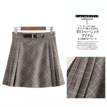 French Single Cut Mark Outlet Original Single Break Code YU Single Tail Goods Discount Special Price Womens Dress Plaid Half Body Dress 100 Pleated Short Skirt