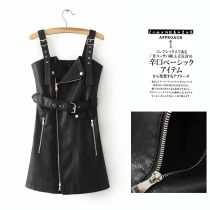 European Goods Foreign Trade Womens Clothing Export Factory Single Cut and tail stock Harness Leather Skirt Vest Style Dress and Autumn Winter