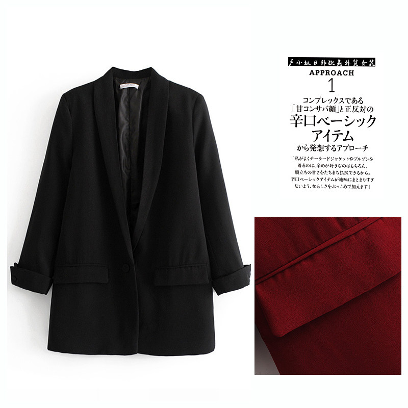 Foreign Trade Women Clothing Taille Single Exit Day Single Clear Bin Discount Factory Single Autumn/Winter New Pint Of Rolls Sleeves Small Suit Jacket Tide