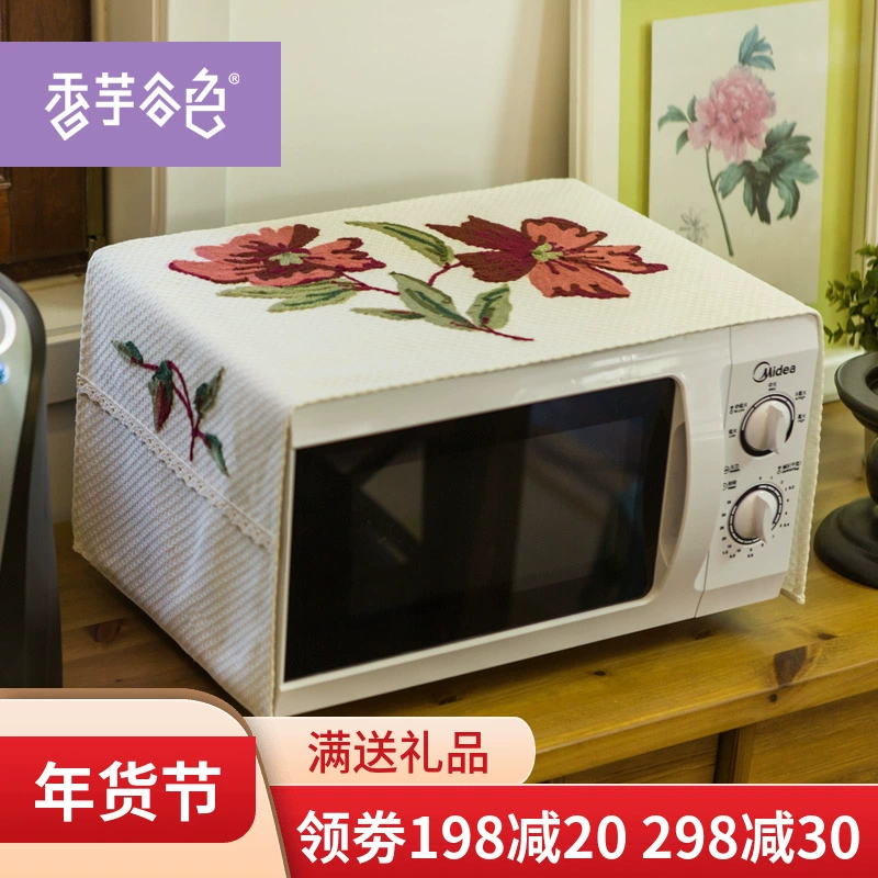 Vườn lò vi sóng che bụi chống bụi che lò vi sóng đẹp bìa dầu nhỏ khăn bìa vải Handmade