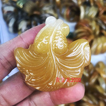 Natural Yunnan Huanglong jade goldfish pendant pendant gold jade full of fish jade hanging pendant rich in fish and mens jade pendant
