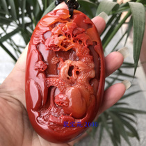 Huanglong jade landscape toy piece for men imitating Shoushan stone landscape to welcome guests loose handle jade mens toy piece for collection