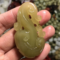 Natural and field jade Sugar jade pendant lingo Auspicious Ruyi Pendant Couple with fur coat zipped backpack pendant decorated Yupei