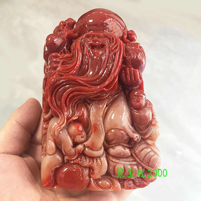 中国 玉石寿山石彫刻 神獣彫 根付 C 4843 寿山石摆件老- Top 500件