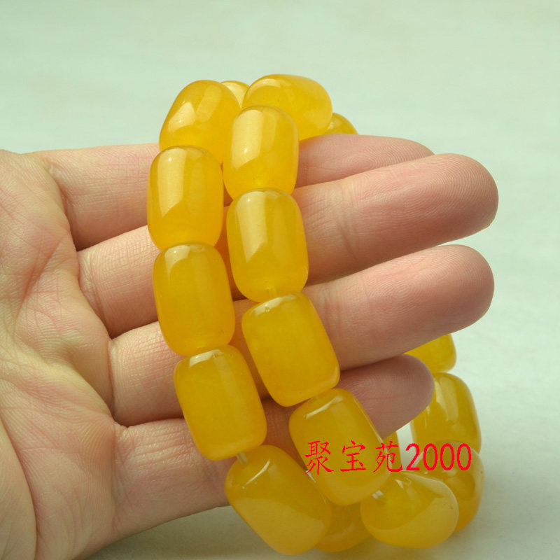 Украшения на руку 天然云南黄龙玉桶珠手串男女款玉石转运珠单圈佛珠手链原石手饰品