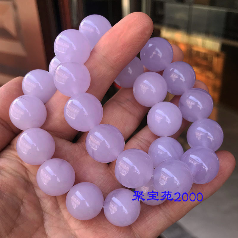 Jade-Colored Ice-Type Violet Jade Bead Bracelet, Buddhist Bead Bracelet, Round Bead Bracelet, Purple Quartzite Jade Imitation Jade Bracelet