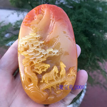 Yunnan imitation yellow dragon jade landscape painting hand piece jade landscape artistic conception toy piece welcome fairy hand piece for men